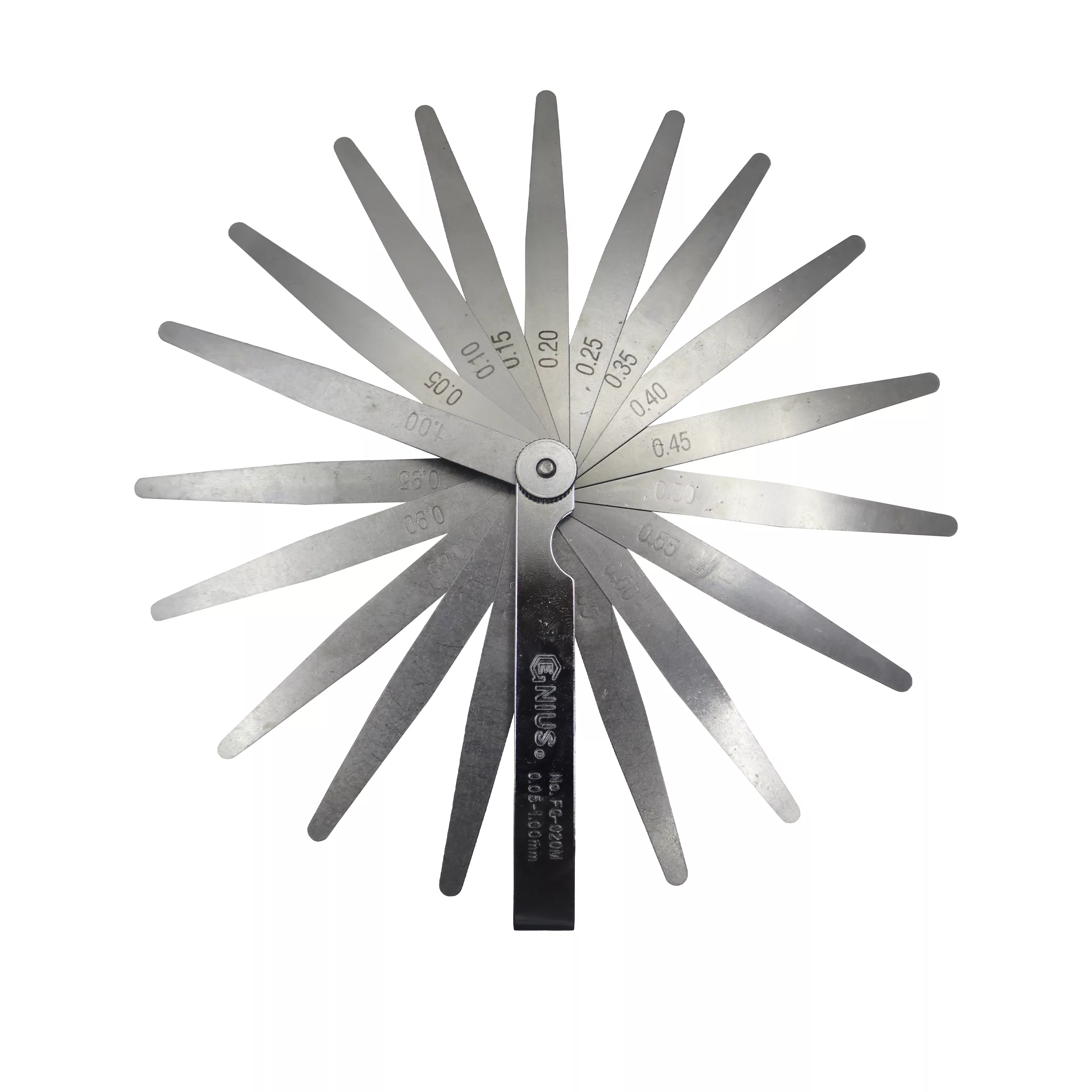 آچار فیلر جنیوس تولز مدل YP-FG-020M/0.05-1.00MM مجموعه 20 عددی