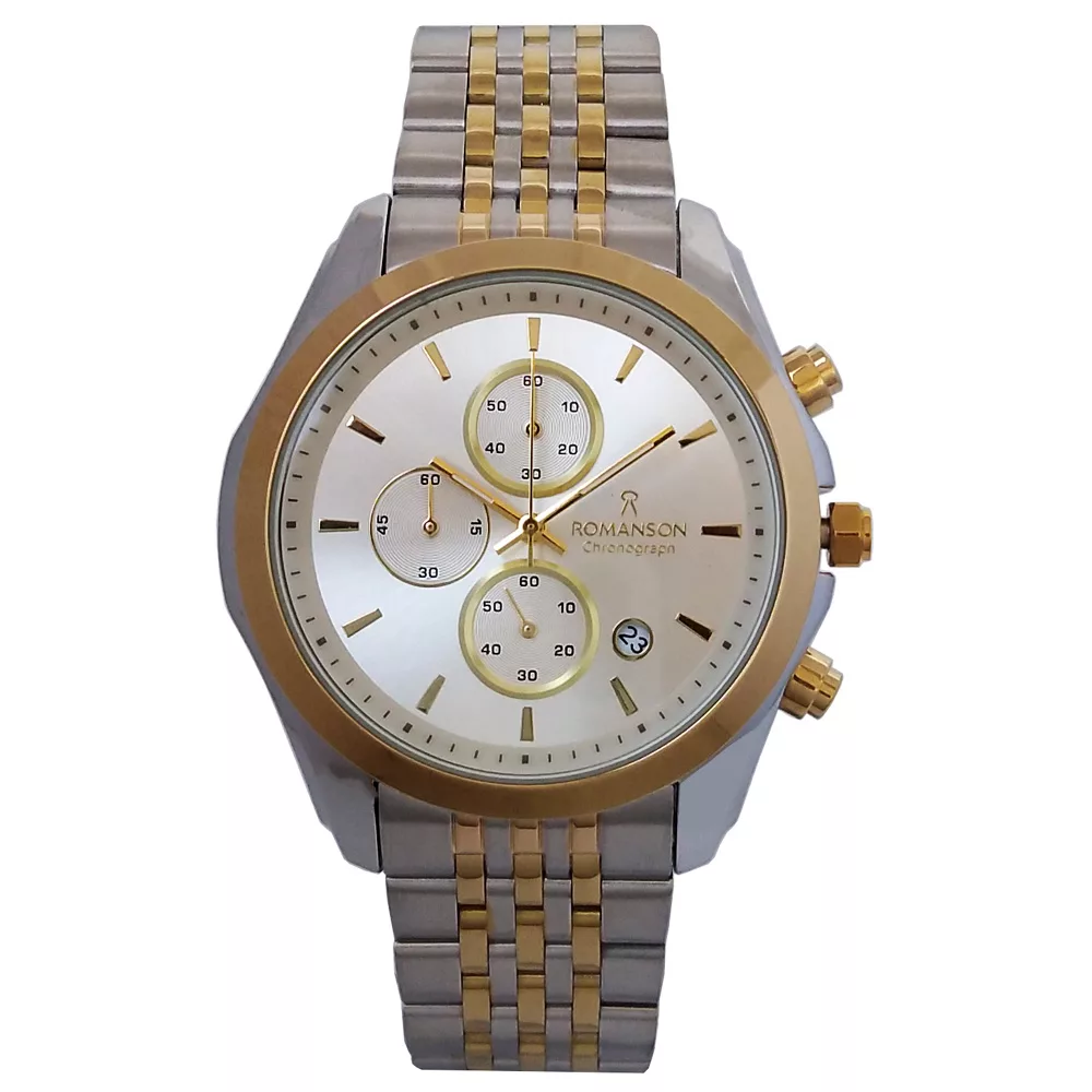 ساعت مچی عقربه‌ای مردانه رومانسون مدل بندفلزی سه موتور کرنوگراف ضدآب کد 25021