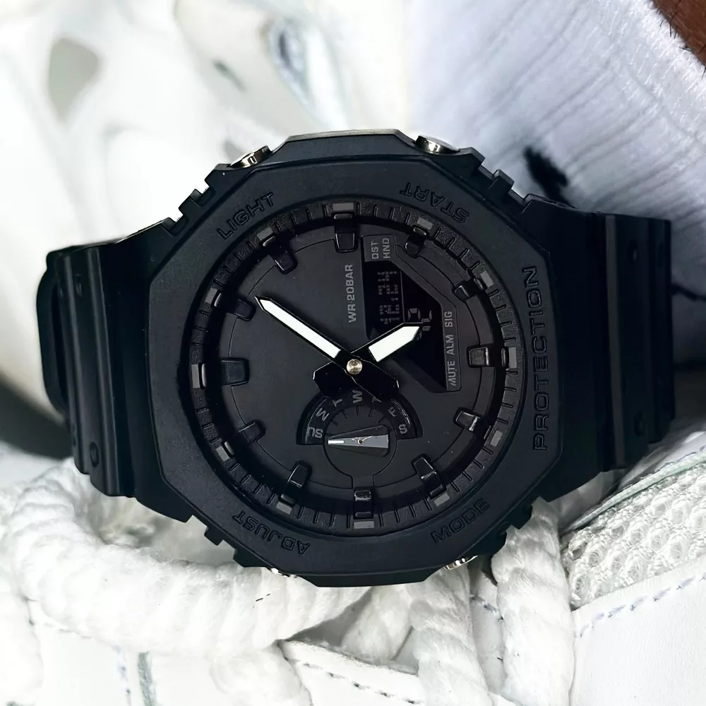 ساعت مچی عقربه‌ای مردانه کوارتز مدل دوزمانه پمپی ضدآب ورزشی اسپرت کد 6203