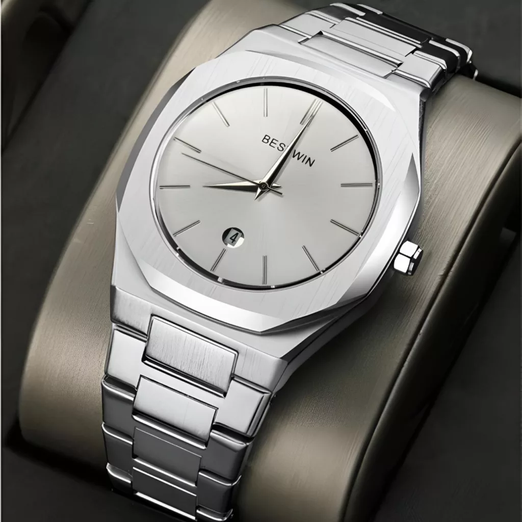 ساعت مچی عقربه‌ای کوارتز مردانه مدل کلاسیک صفحه خطی کد 008