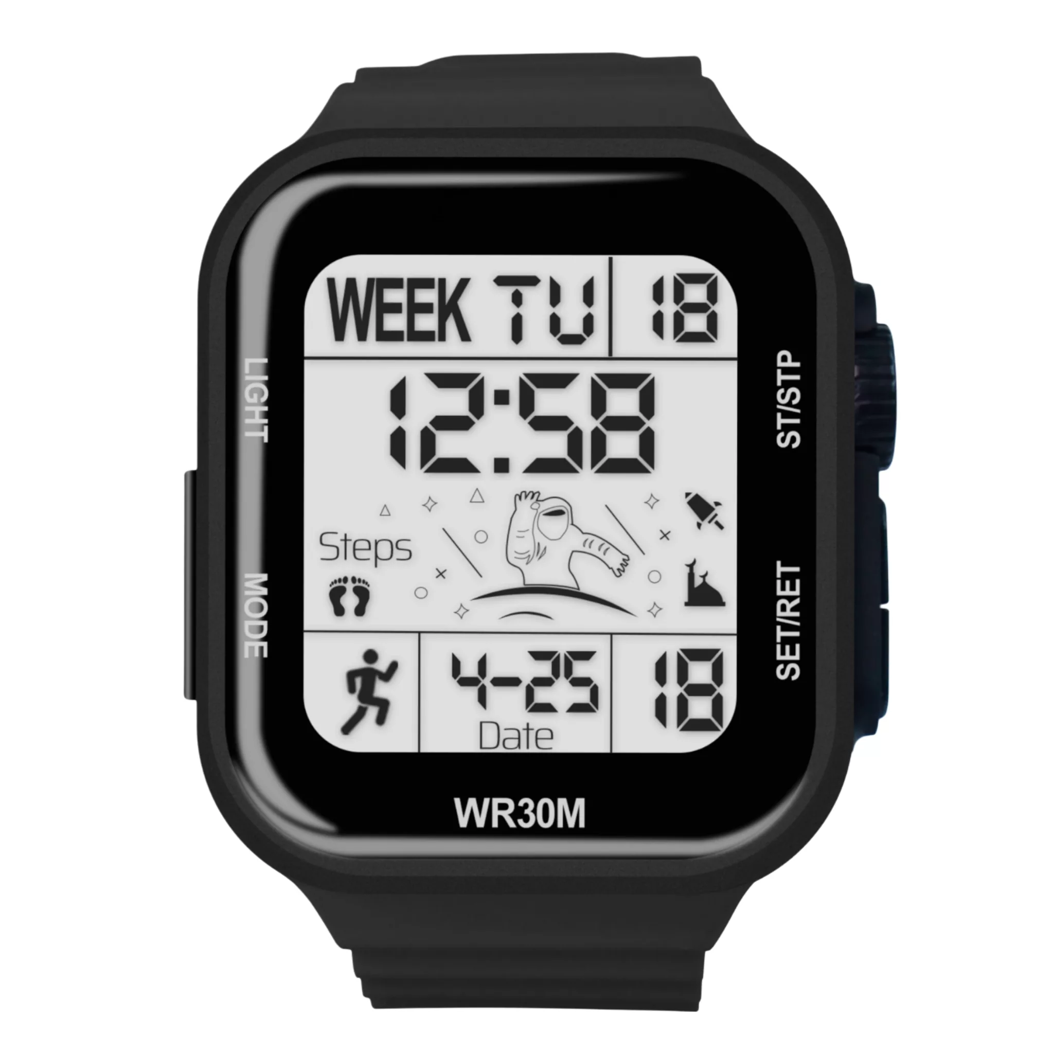 ساعت مچی دیجیتال مدل اسپرت تک زمانه کرنوگراف بند پیو ضد آب استخری کد B1