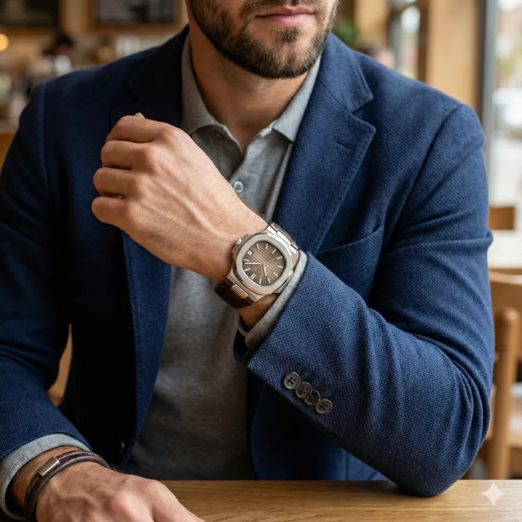 ساعت مچی عقربه‌ای کوارتز مردانه مدل کلاسیک اسپرت تک موتوره بند چرم کد ۵