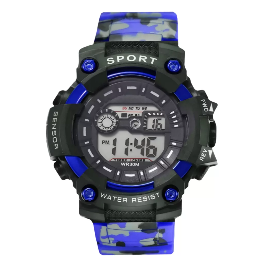 ساعت مچی دیجیتال مردانه مدل اسپرت تک زمانه کرنوگراف بند پیو کد 5
