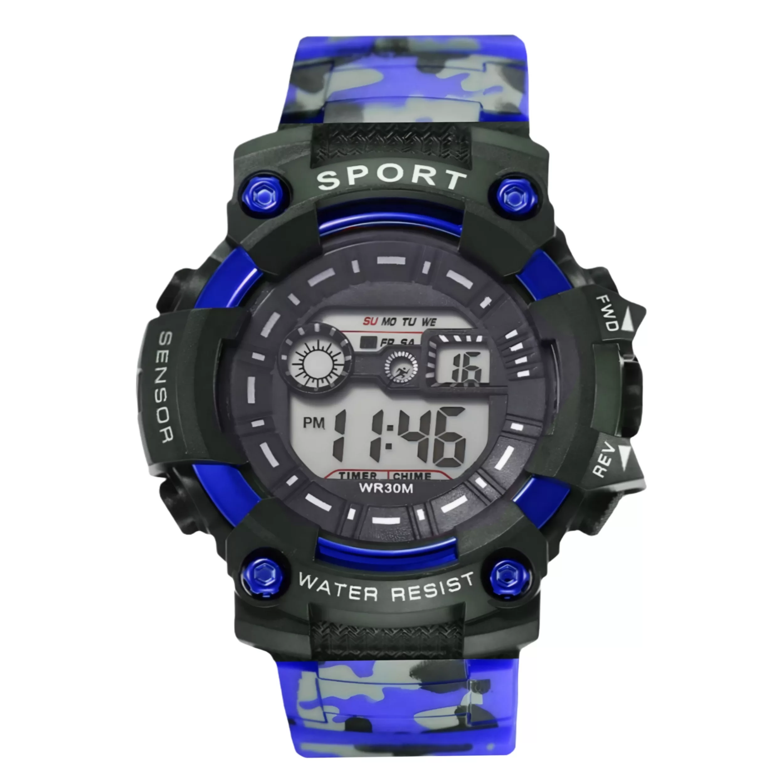 ساعت مچی دیجیتال مردانه مدل اسپرت تک زمانه کرنوگراف بند پیو کد 5