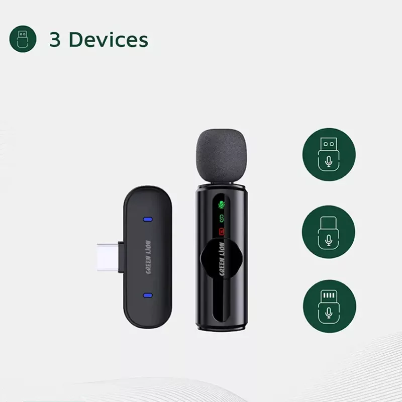 میکروفن بی سیم گرین لاین مدل GM-75X با درگاه اتصال USB-C/لایتنینگ/USB-A