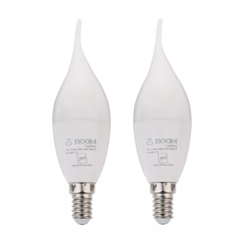 لامپ ال ای دی 7 وات بوم لایتینگ مدل شمعی پایه E14 بسته دو عددی