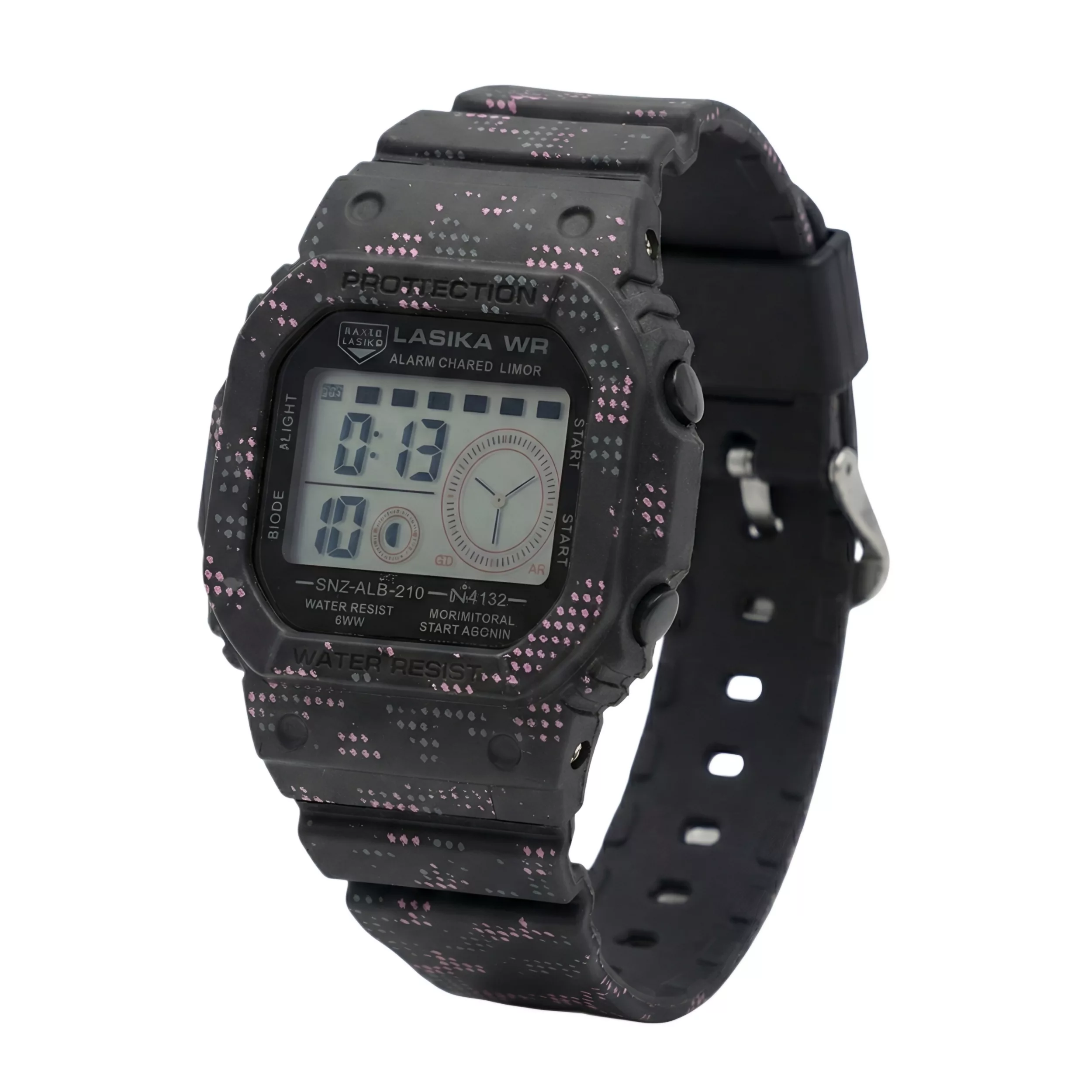 ساعت مچی دیجیتال لاسیکا مدل اسپرت تک زمانه کرنوگراف بند پیو کد L8