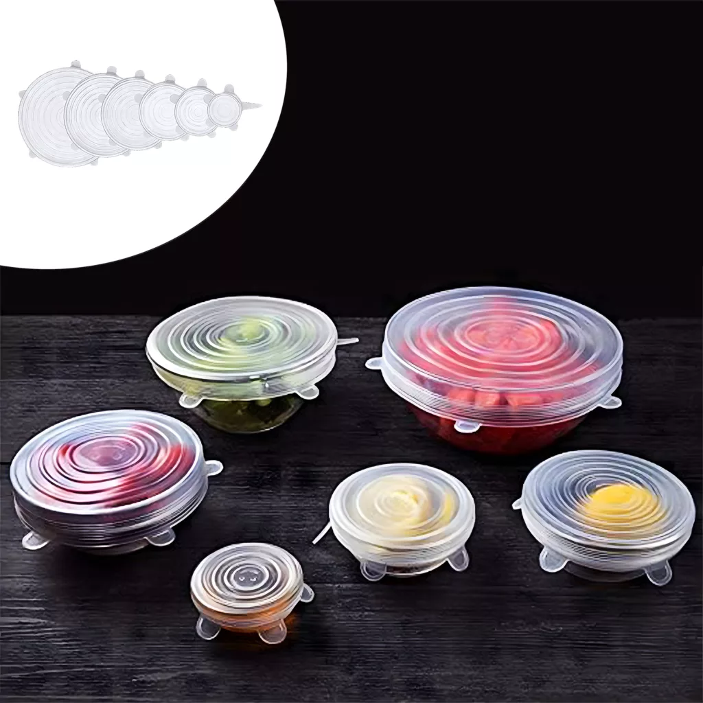 درپوش ظرف مدل سیلیکونی کد 1838 مجموعه 6 عددی