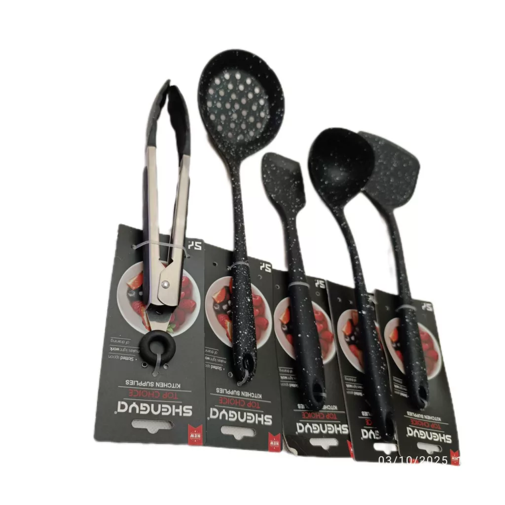 سرویس کفگیر و ملاقه 5 پارچه شنگیا مدل سیلیکونی کهکشانی