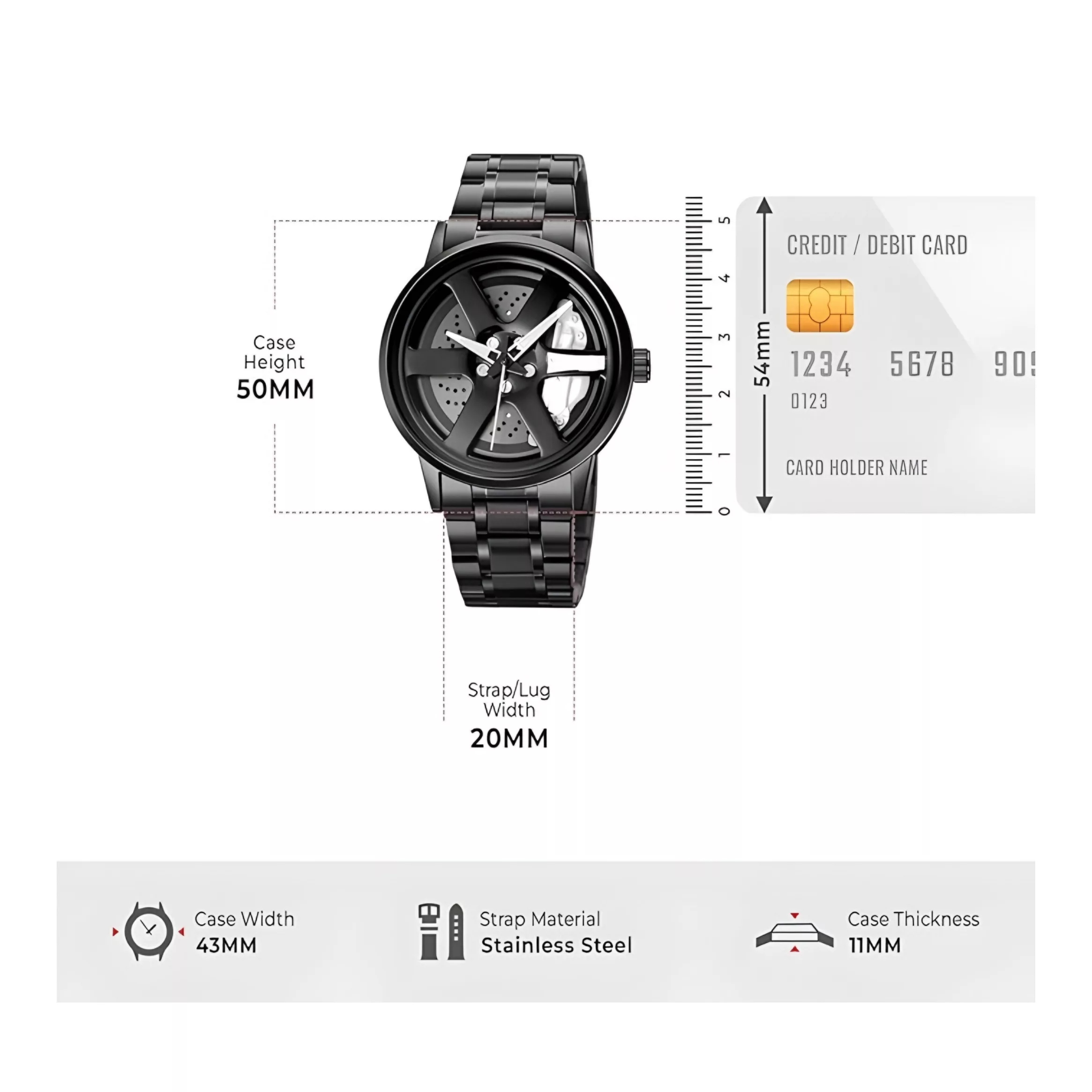ساعت مچی عقربه‌ای کوارتز مردانه مدل اسپرت صفحه رینگ چرخان کد A