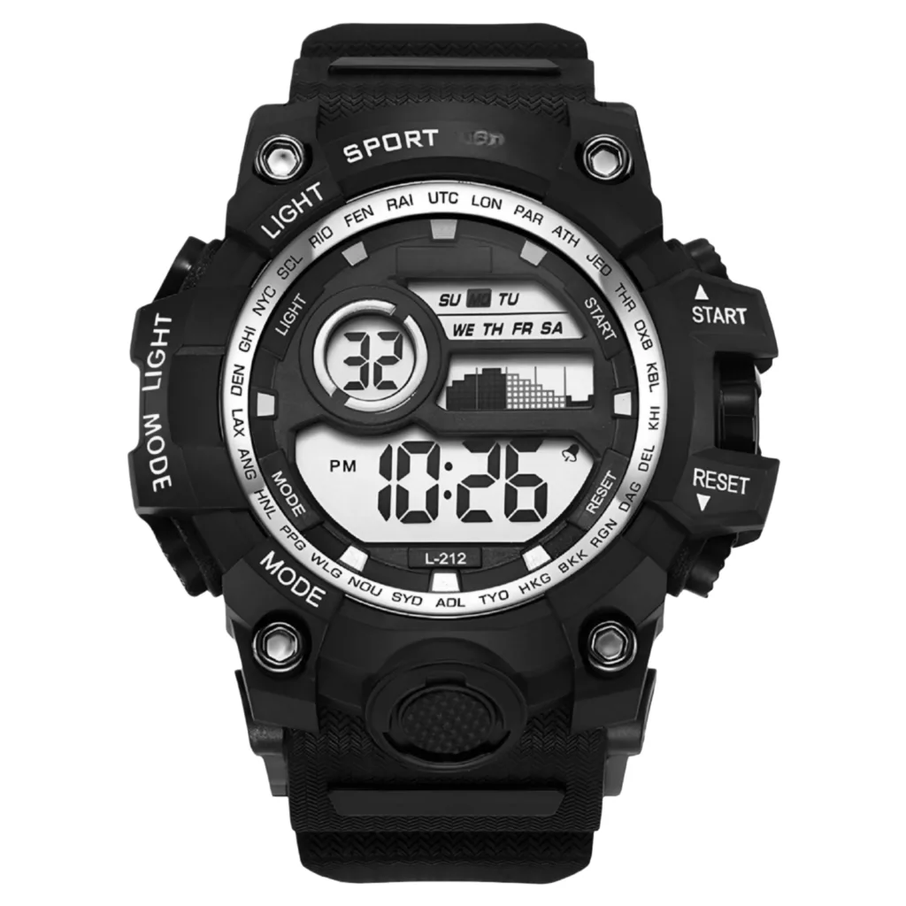 ساعت مچی دیجیتال مدل تک زمانه بند پیو کرنوگراف کد ۱