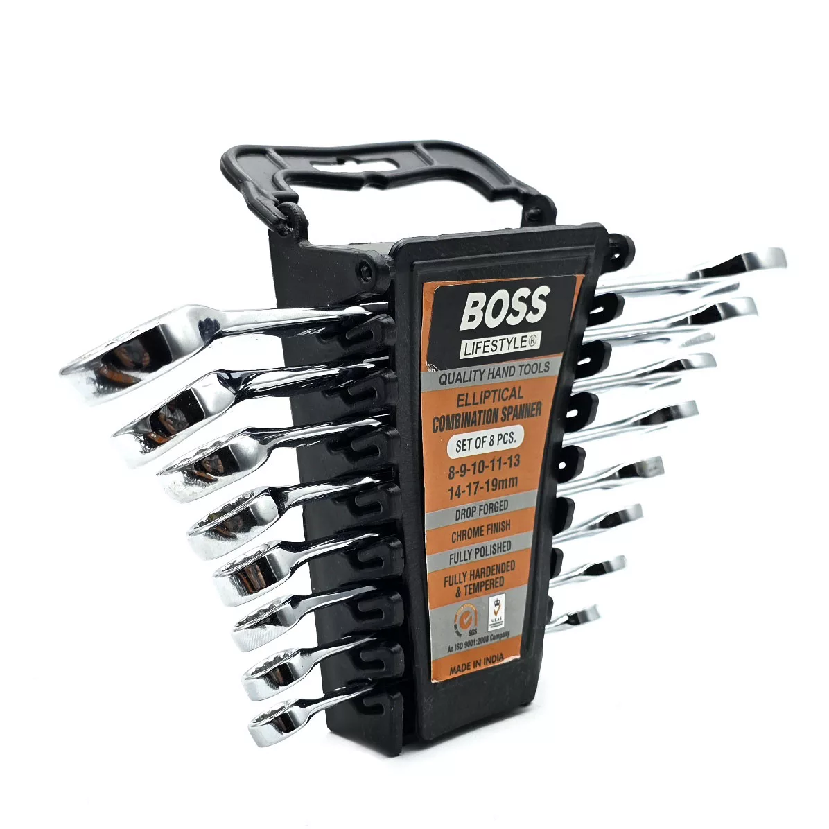 آچار یکسر تخت و یکسر رینگی باس مدل life-style مجموعه 8 عددی