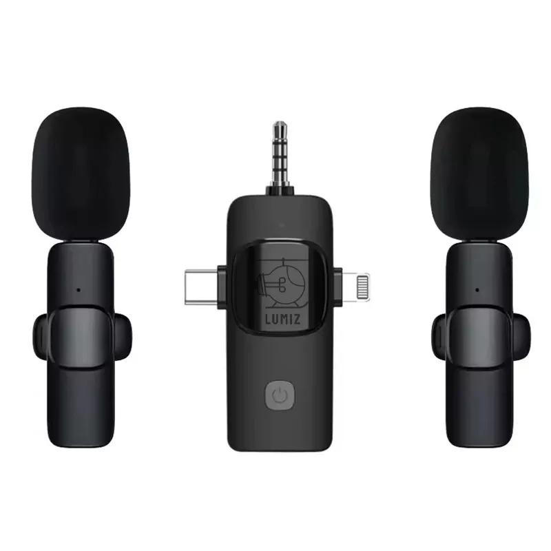 میکروفون بی سیم یقه ای لومیز مدل 2mic-3way با درگاه اتصال اتصال تایپ سی و لایتنینگ