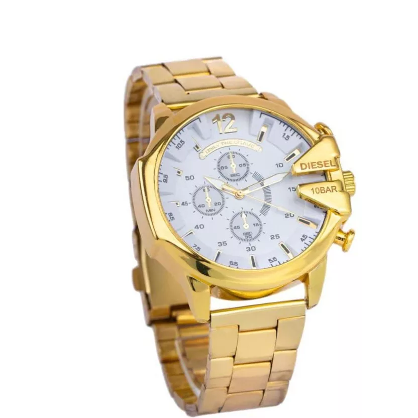 ساعت مچی عقربه‌ای کوارتز مردانه مدل ساعت شخدار بند طلایی  کوارتز مدل کلاسیک کد 870