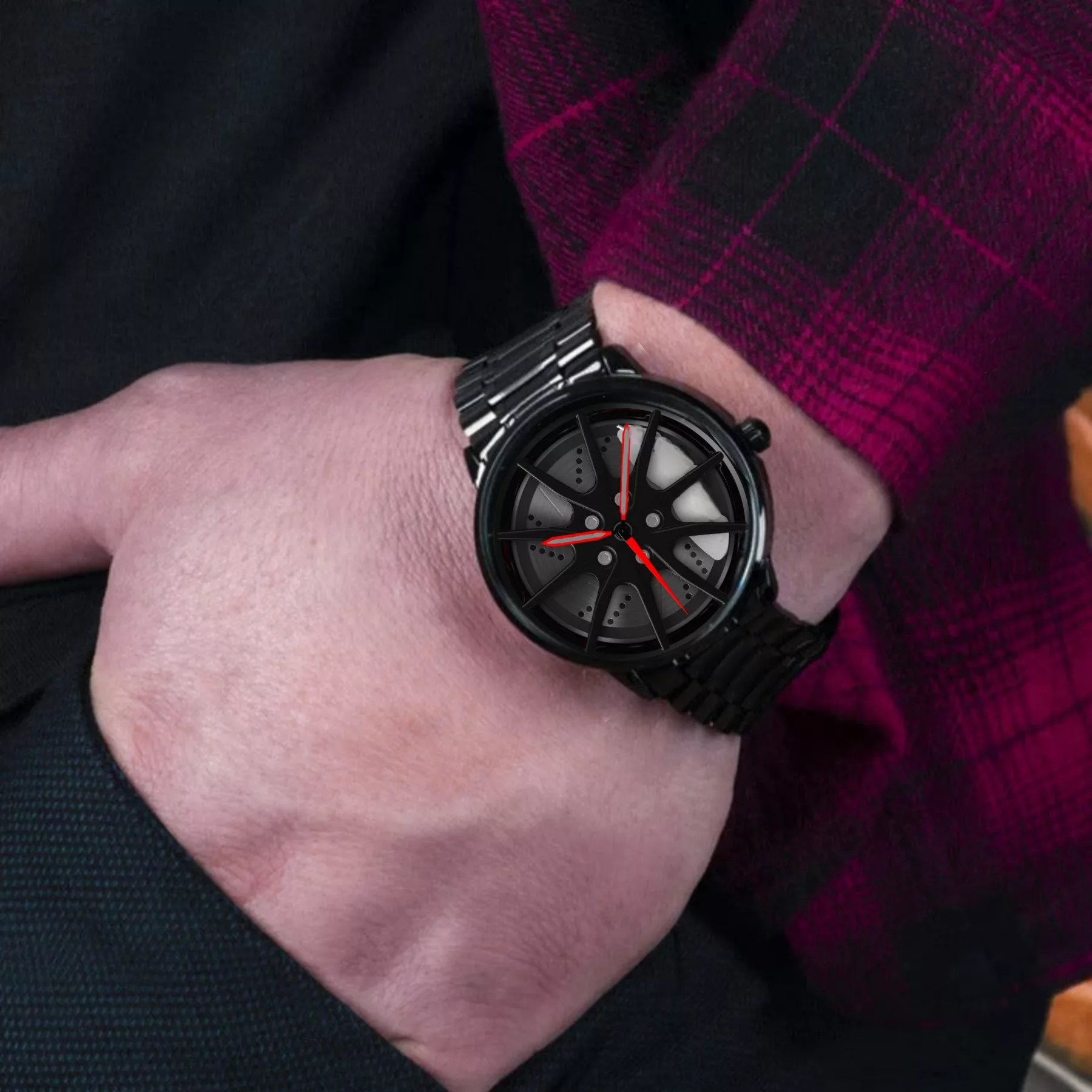 ساعت مچی عقربه‌ای مردانه کوارتز مدل رینگ چرخان بند فلزی کد 3