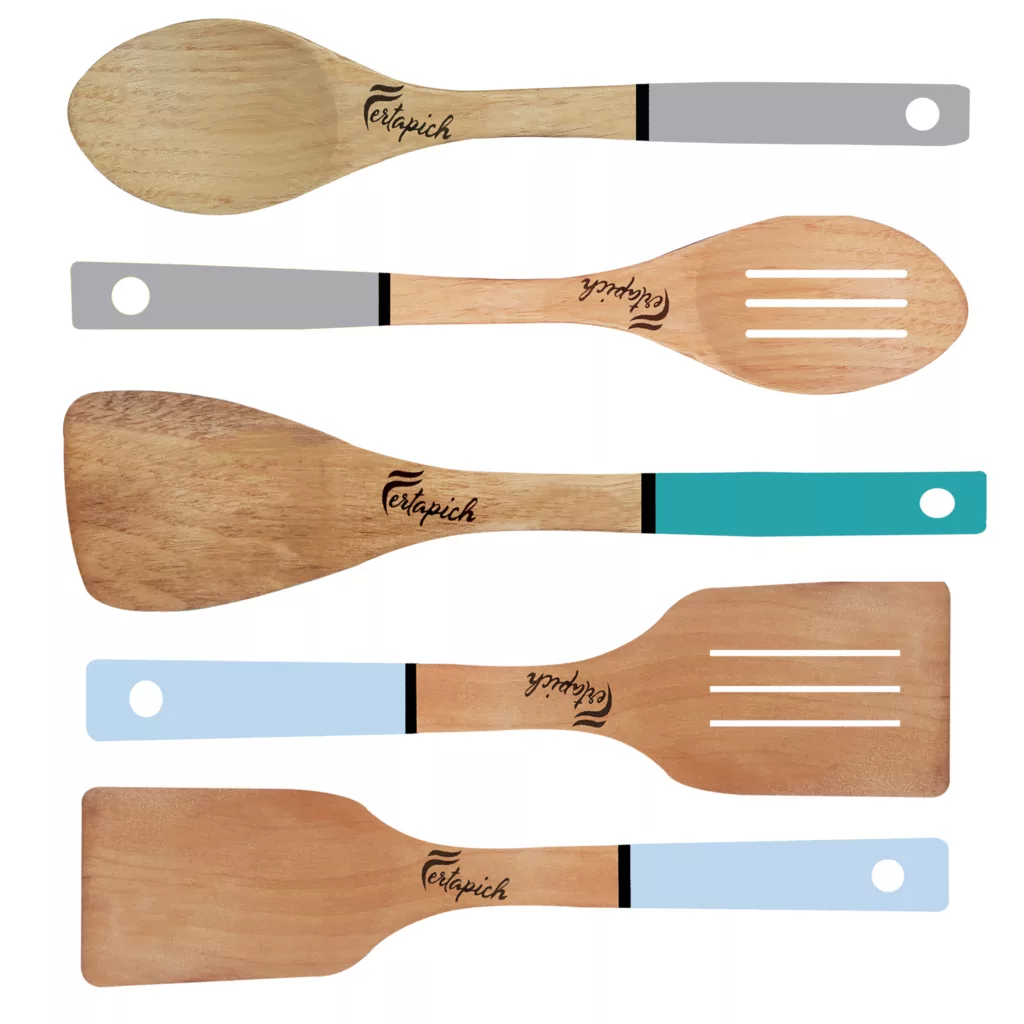 سرویس کفگیر و ملاقه 5 پارچه فرتاپیچ مدل چوبی کد 053