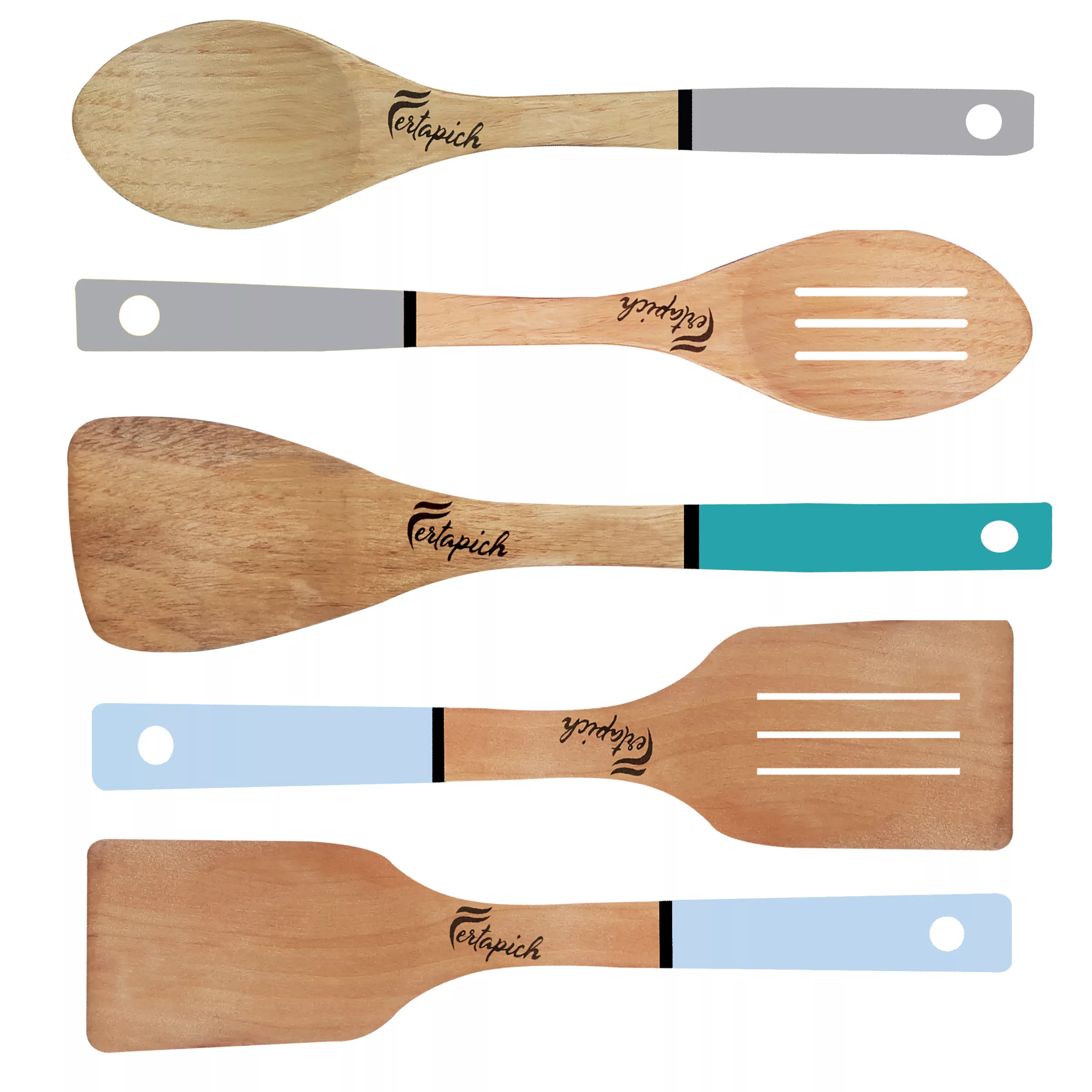 سرویس کفگیر و ملاقه 5 پارچه فرتاپیچ مدل چوبی کد 053