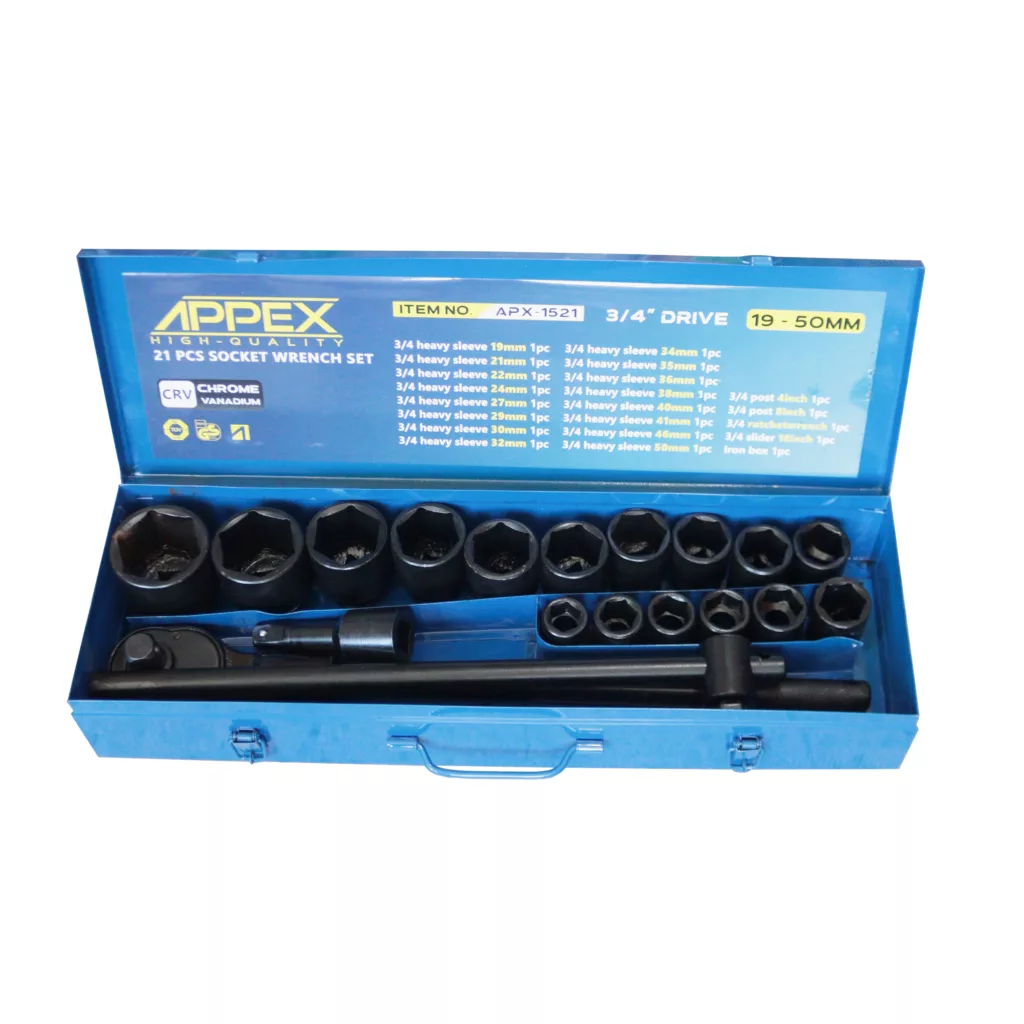 جعبه بکس اپکس مدل YP-APX-1521-3/4 مجموعه 21 عددی