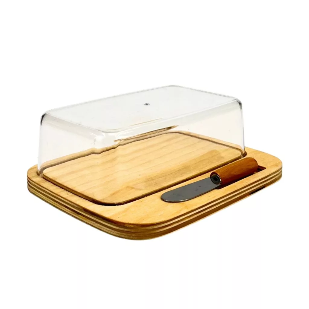 ظرف کره مدل کف چوبی کد KK01 به همراه کارد مجموعه 2 عددی