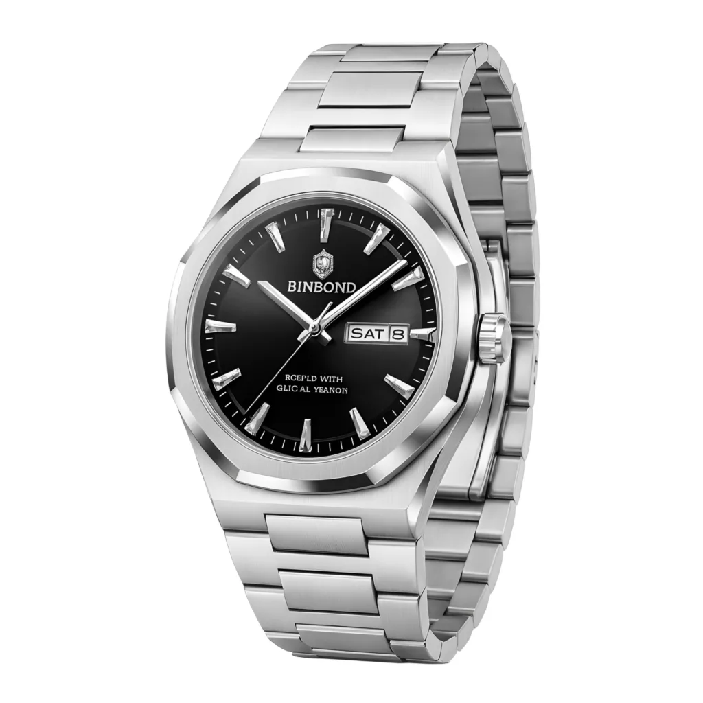 ساعت مچی عقربه‌ای کوارتز مردانه بین باند مدل کلاسیک لوکس اسپرت دی دیت بند استیل قفل مخفی کد J.A2