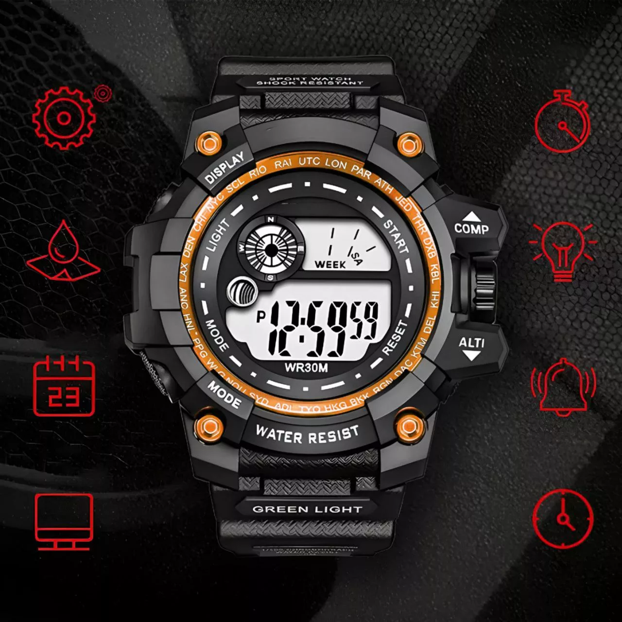 ساعت مچی دیجیتال مردانه مدل تک زمانه09