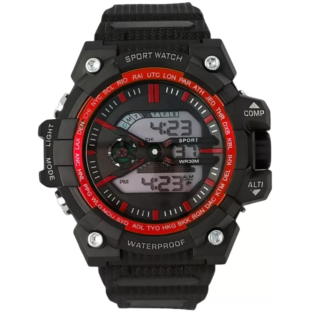 ساعت مچی دیجیتال مدل اسپرت تک زمانه کرنوگراف بند پیو کد S4