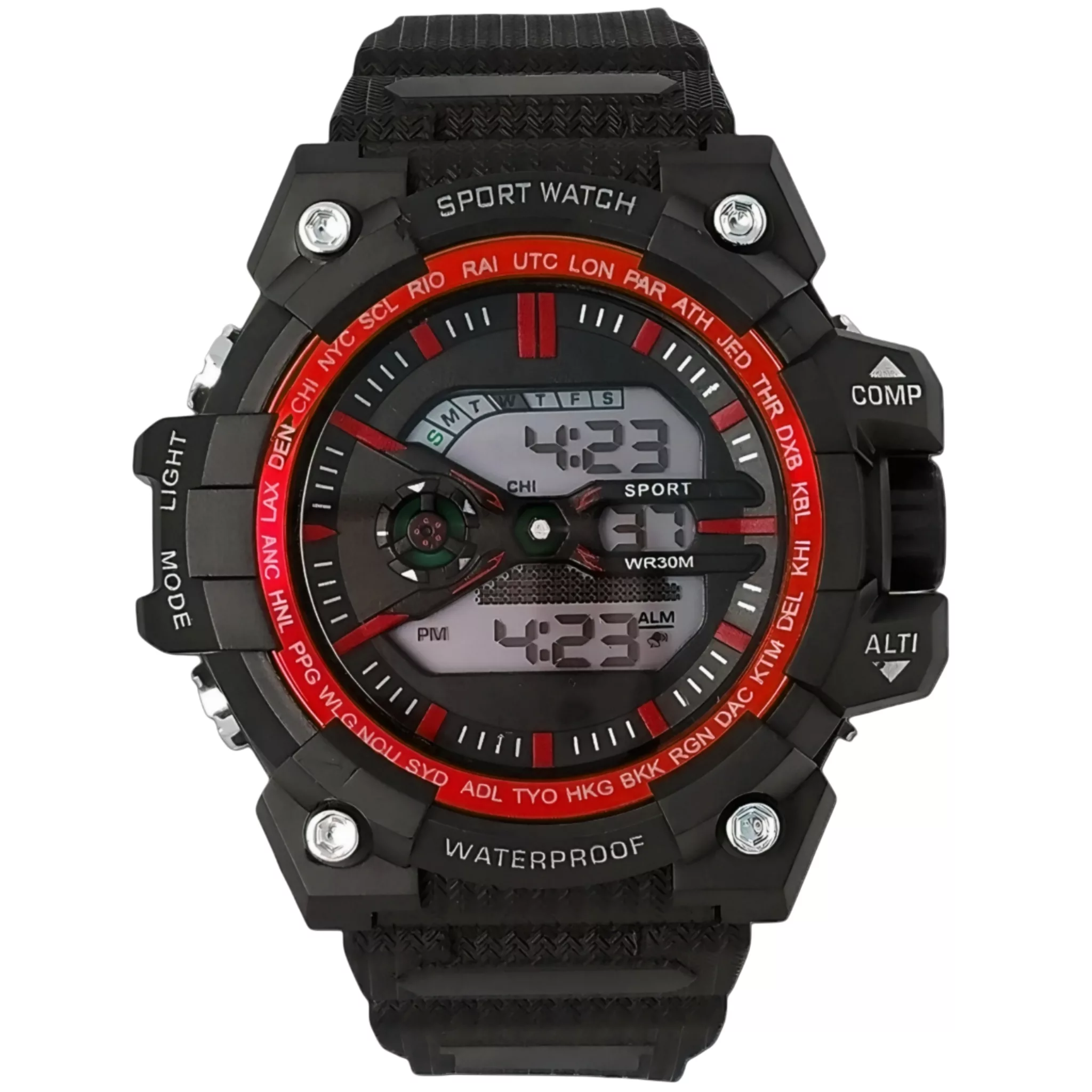 ساعت مچی دیجیتال مدل اسپرت تک زمانه کرنوگراف بند پیو کد S4