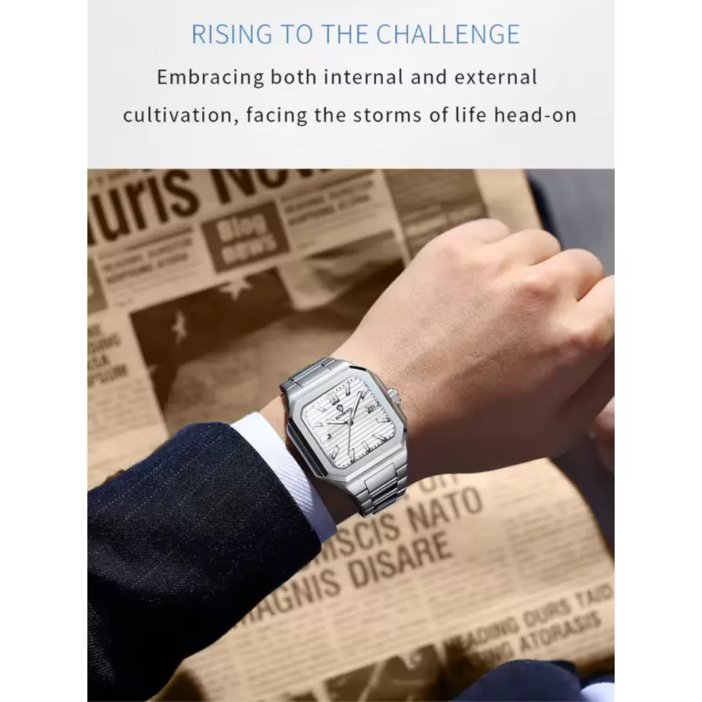 ساعت مچی عقربه‌ای کوارتز مردانه بین باند مدل اسپرت بند استیل قفل مخفی کد B5