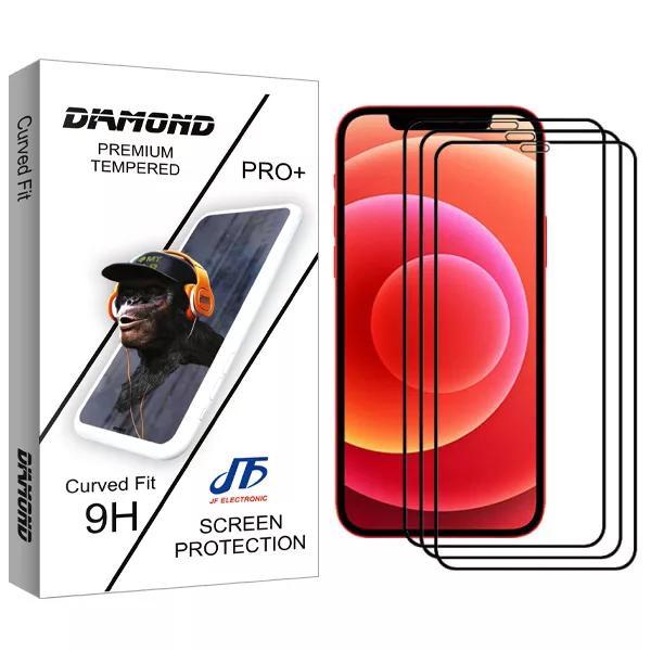 محافظ صفحه نمایشی جی اف مدل Diamond glass مناسب برای گوشی موبایل اپل Iphone 12mini بسته سه عددی