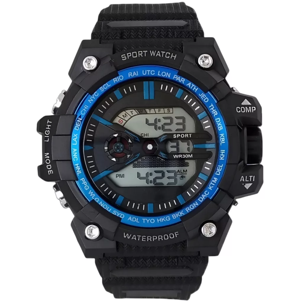 ساعت مچی دیجیتال مدل اسپرت تک زمانه کرنوگراف بند پیو کد S2