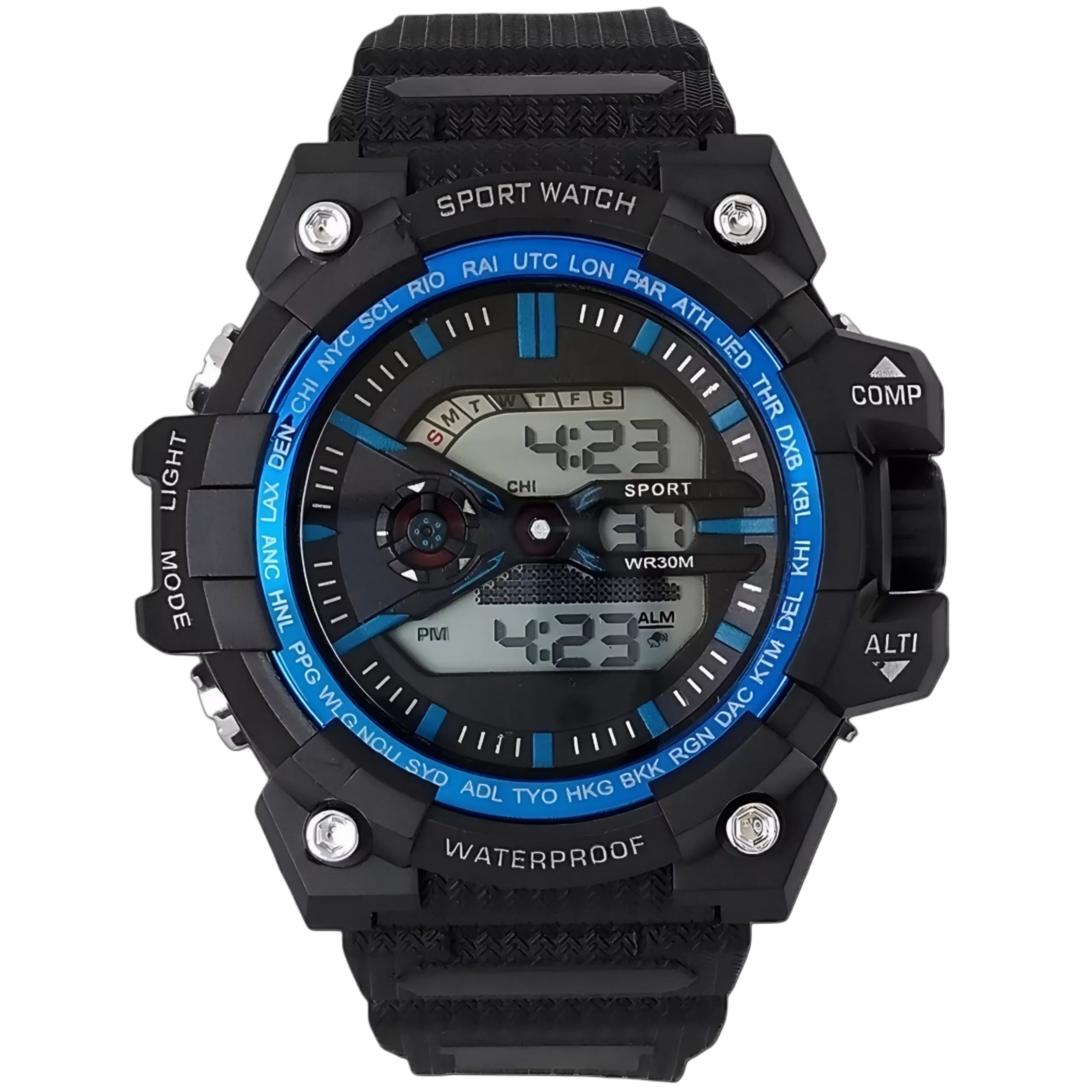 ساعت مچی دیجیتال مدل اسپرت تک زمانه کرنوگراف بند پیو کد S2