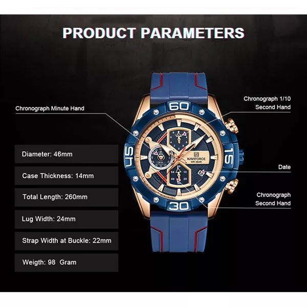 ساعت مچی عقربه‌ای مردانه نیوی فورس مدل NF8018T RGBER