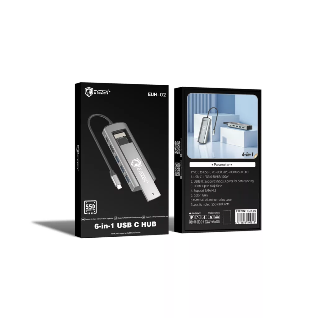 هاب 6 پورت USB-C آیزن مدل 6in1 HUB EUH-02