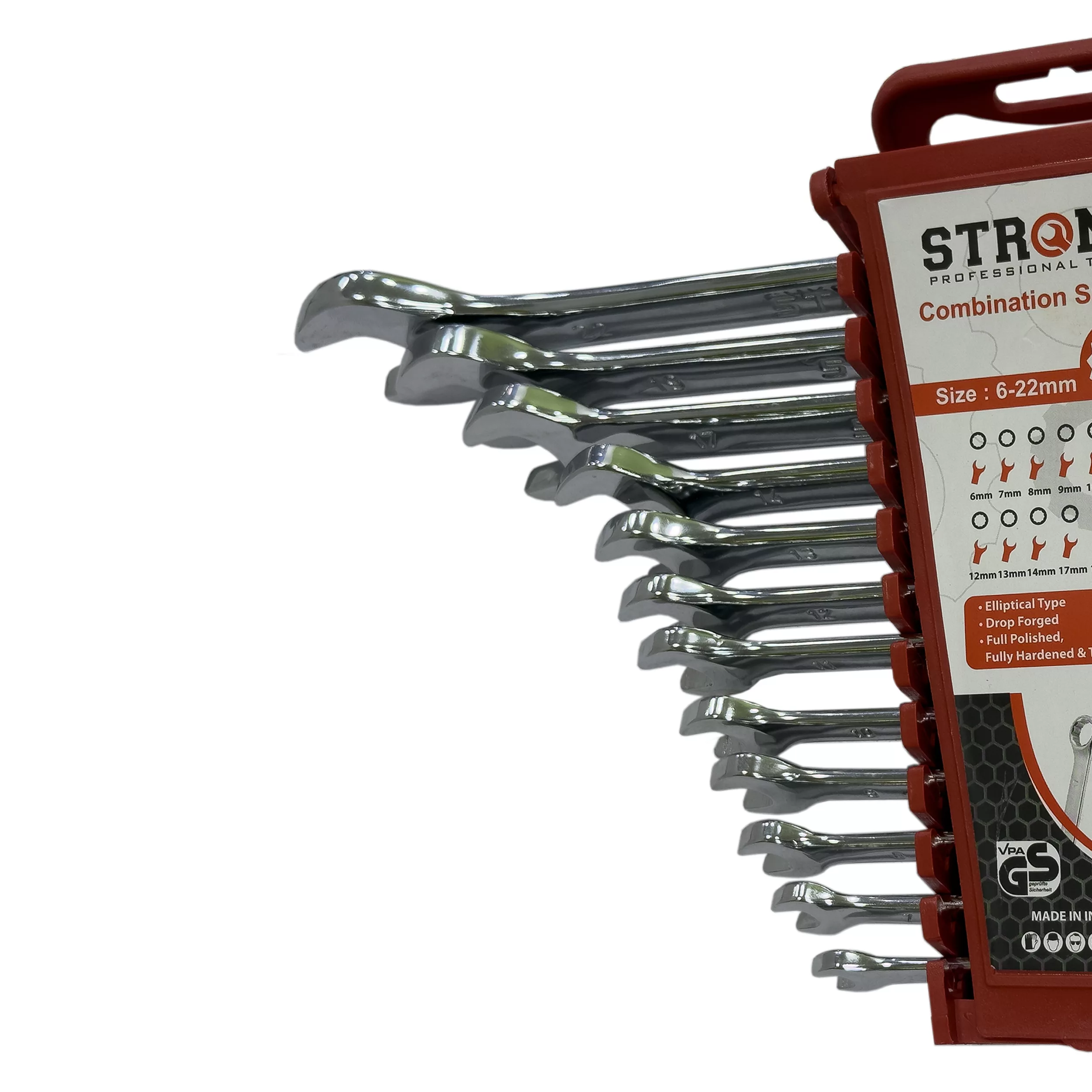 آچار یکسر تخت و یکسر رینگی استرانگ مدل SMT-STRONG-12PCS-22MM مجموعه 12عددی