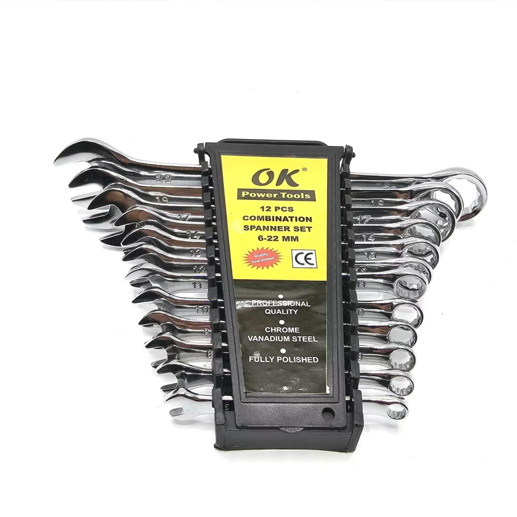 آچار یکسر تخت و یکسر رینگی اوکی مدل POWER_TOOLS کد 12 مجموعه 12 عددی