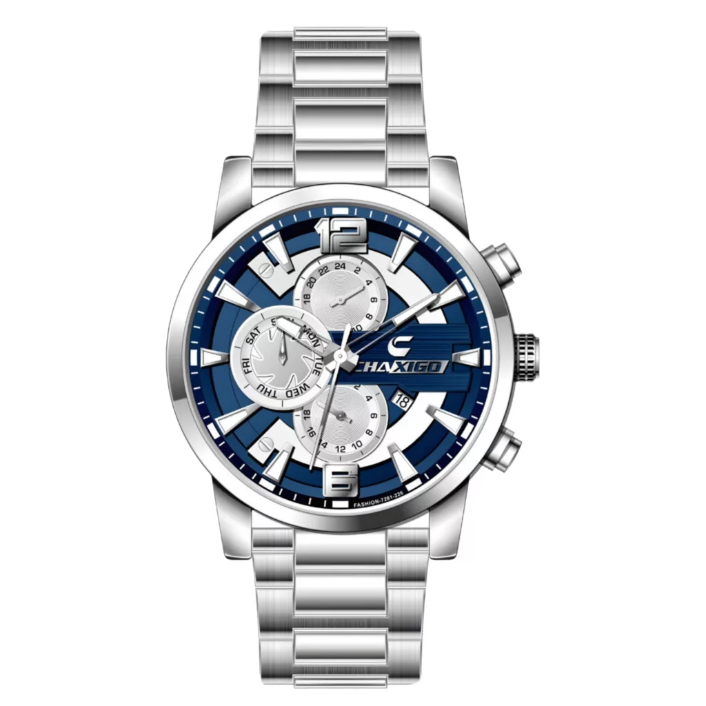 ساعت مچی عقربه‌ای کوارتز مردانه چاکسیگو مدل اسپرت تک موتوره دیت جاست بند استیل کد ۲
