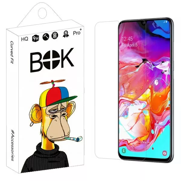 محافظ صفحه نمایش شیشه ای بوک مدل Achromic مناسب برای گوشی موبایل سامسونگ Galaxy A70 / A70s / A20s