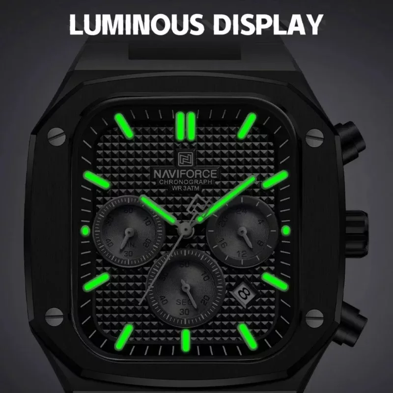 ساعت مچی عقربه‌ای کوارتز مردانه نیوی فورس مدل سه موتوره کد B37-BK80