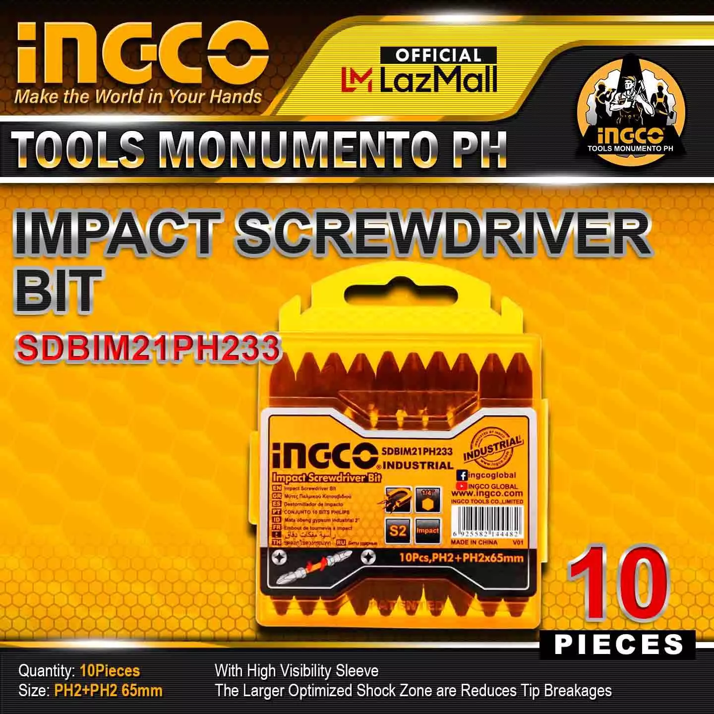 سری پیچ گوشتی دو سر چهار سو اینکو مدل SDBIM21PH233 مجموعه 10 عددی