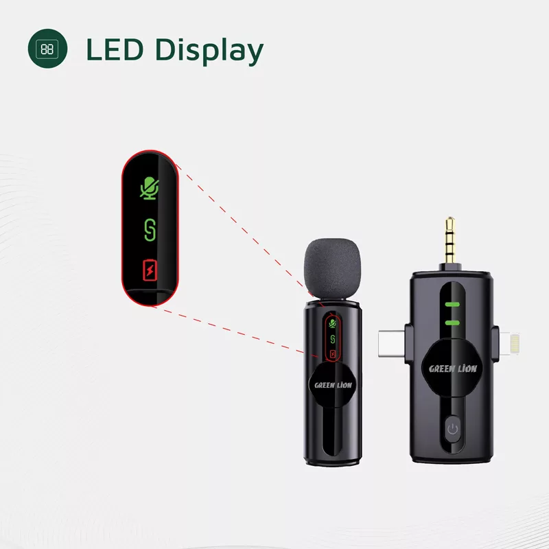 میکروفن بی سیم گرین لاین مدل GM-79X با درگاه اتصال USB-C/لایتنینگ/AUX
