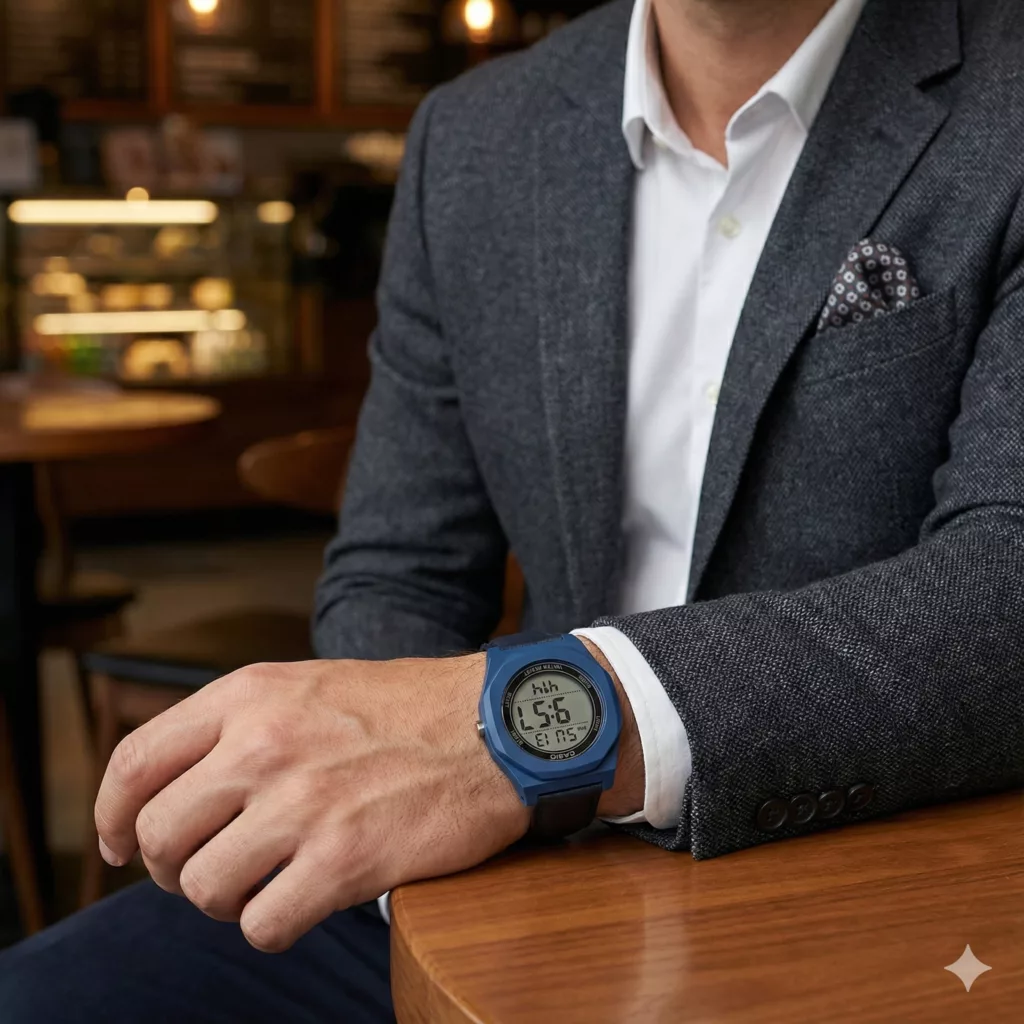 ساعت مچی دیجیتال مردانه مدل اسپرت تک زمانه بند کربنی سبک قفل مخفی کد C1