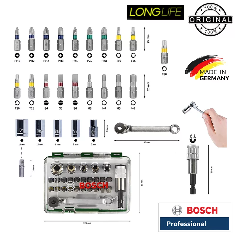 سری پیچ گوشتی شارژی بوش مدل فوق حرفه ای BO-27 مجموعه 27 عددی