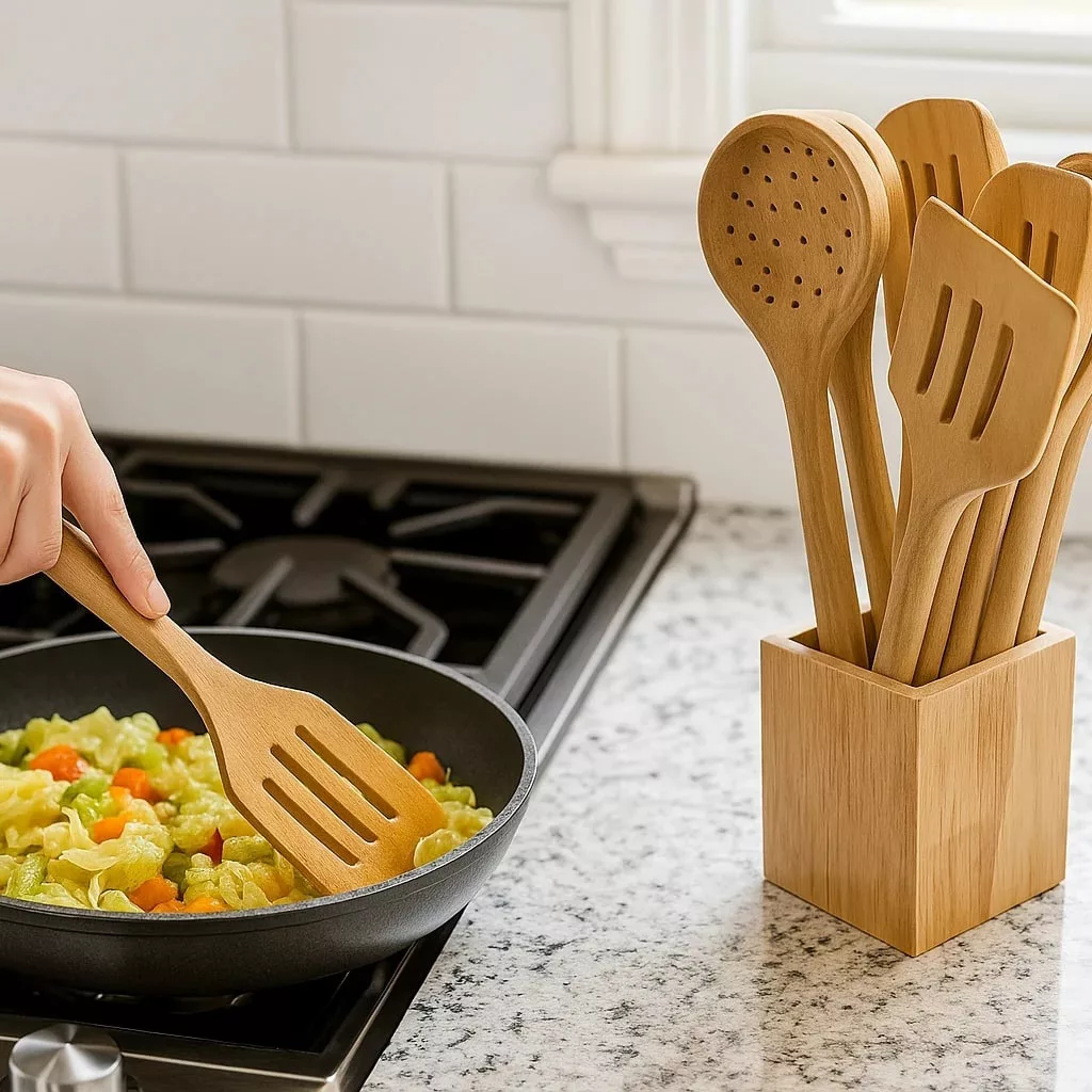 سرویس کفگیر و ملاقه چوبی ۱۱ پارچه دبلیو اِس مدل هایلوکس