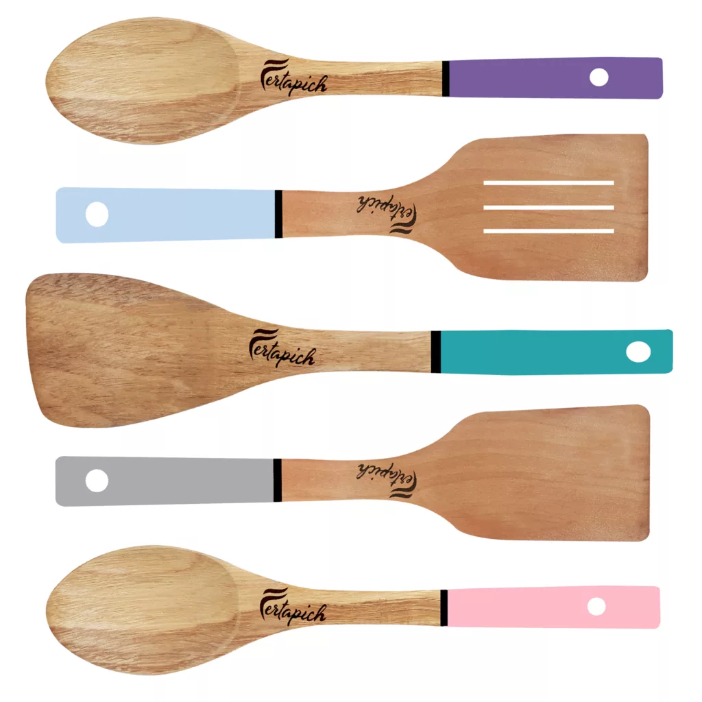 سرویس کفگیر و ملاقه 5 پارچه فرتاپیچ مدل چوبی کد 051