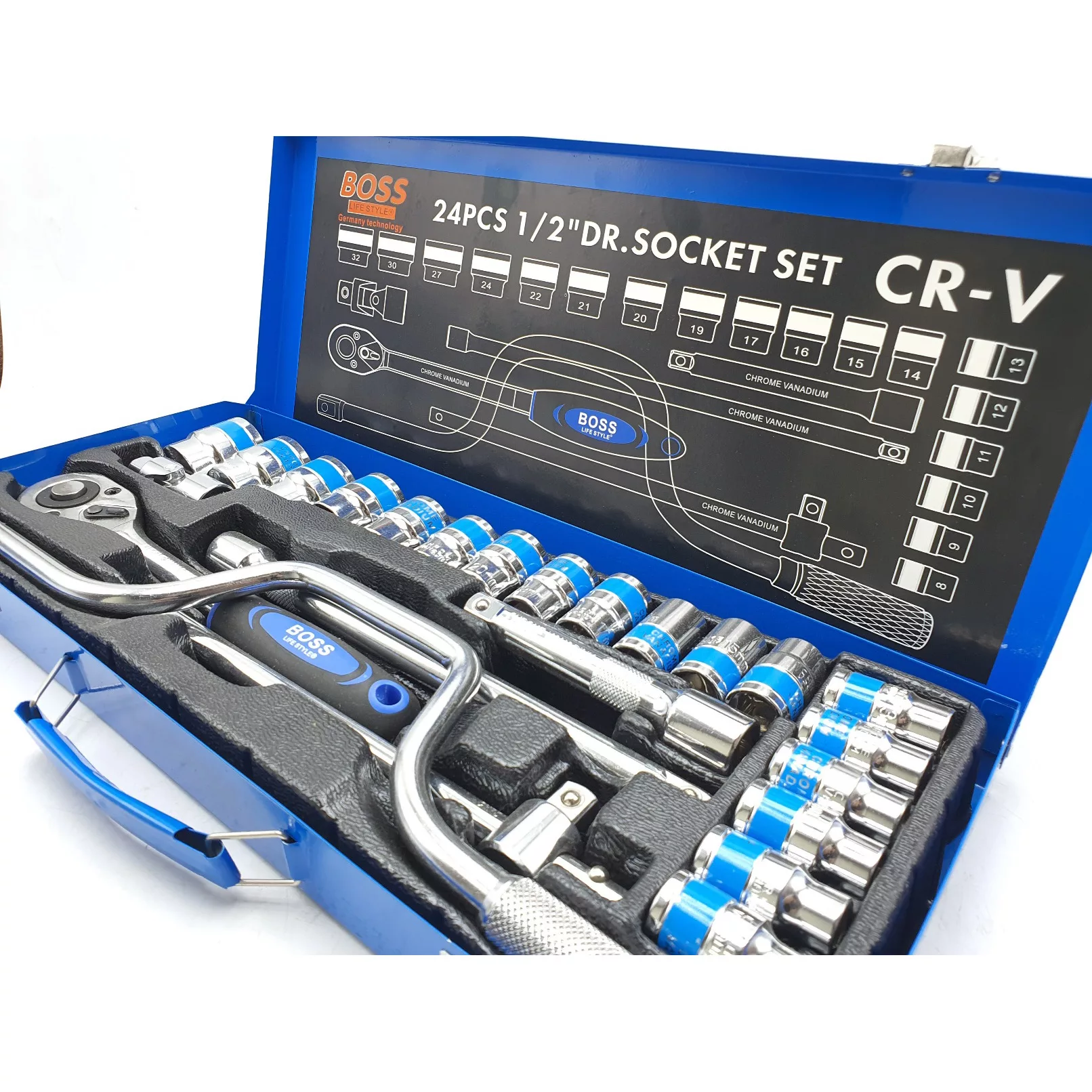 آچار بکس جغجغه ای باس مدل 24PCS-CR-V مجموعه 24 عددی