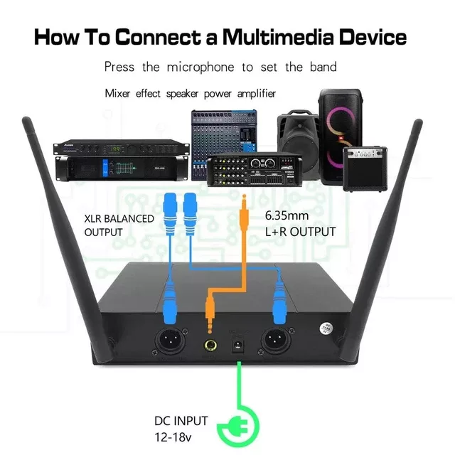 میکروفن بی سیم مدل دو کانال دستی کد TW100