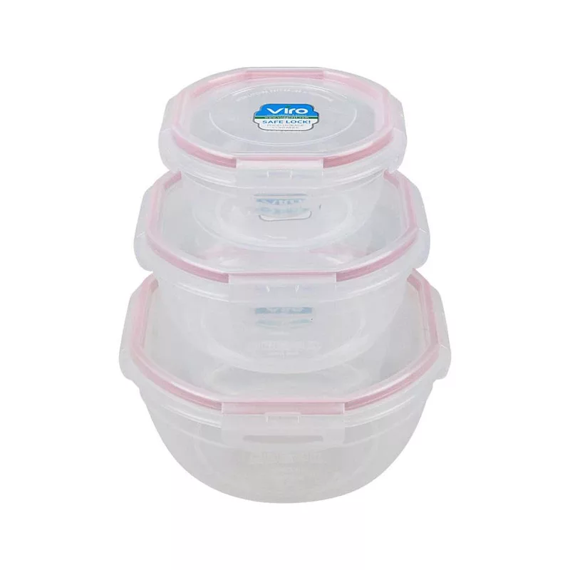 ظرف نگهدارنده ویرو پلاستیک مدل فریزری سیف لاک کد 306 مجموعه 3 عددی