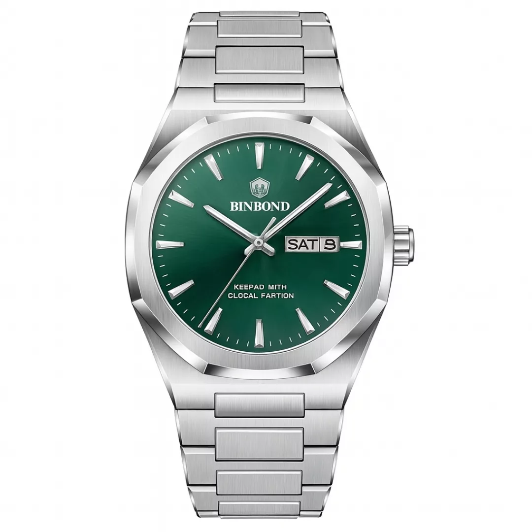 ساعت مچی عقربه‌ای کوارتز مردانه بین باند مدل لوکس کلاسیک اسپرت بند استیل قفل مخفی کد B1.1