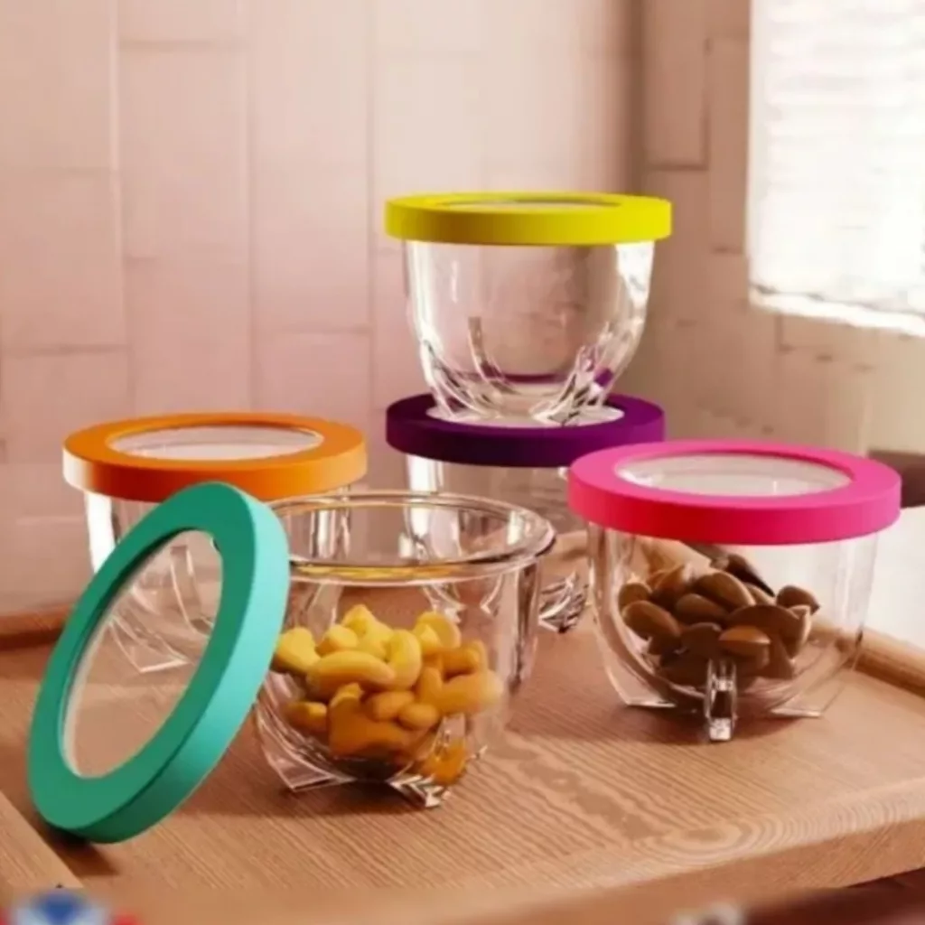 پیاله  شیشه و بلور اصفهان مدل درب سیلیکونی رنگی Rira مجموعه 6 عددی