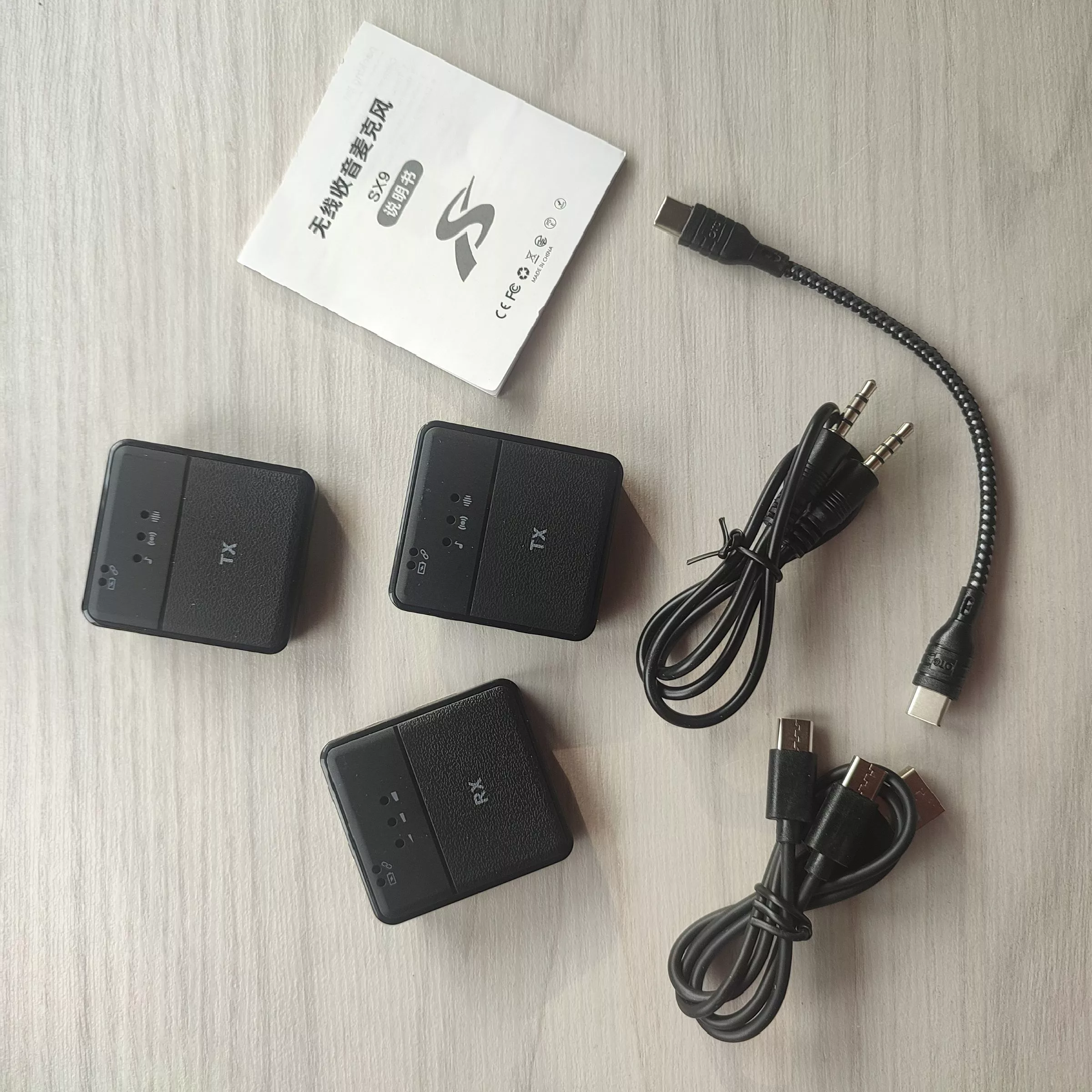 ست میکروفن یقه ای مدل SX9 Dual Mic Type-C مجموعه 3 عددی